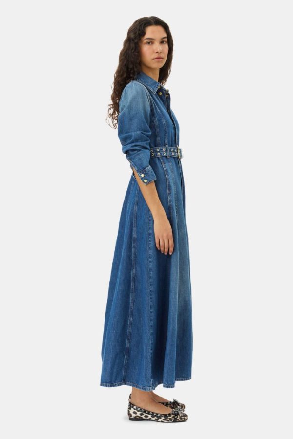 Light Denim Maxi Dress Mid Blue Vintage - Bilde 3