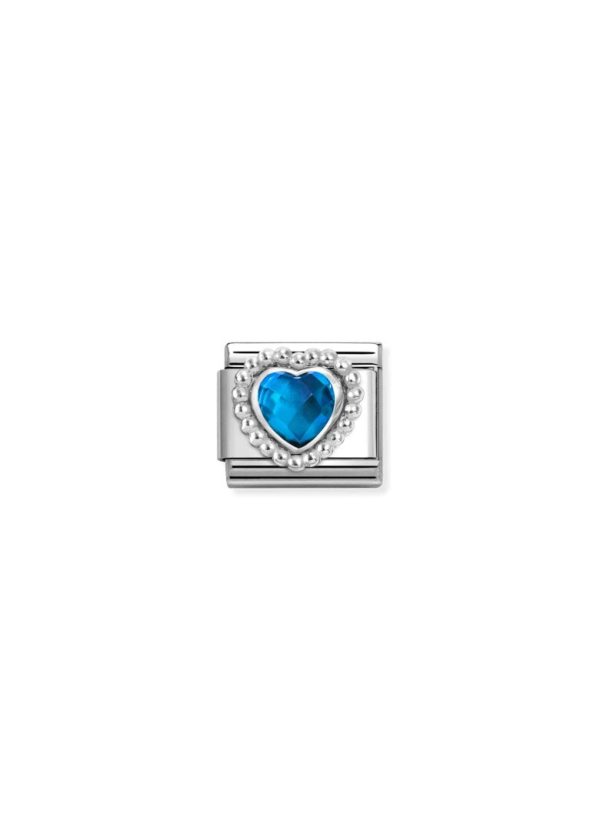 FACETED HEART w Dots Blue Silver