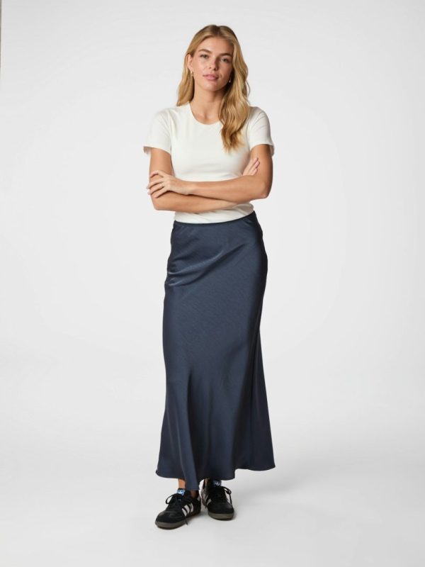 Vicky Heavy Sateen Skirt Navy - Bilde 3