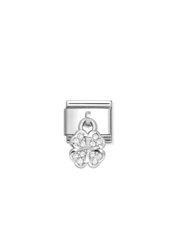 CHARMS White Four Leaf Clover Silver