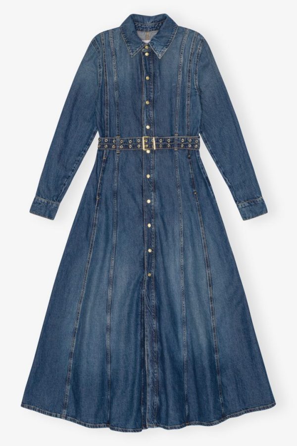 Light Denim Maxi Dress Mid Blue Vintage - Bilde 5