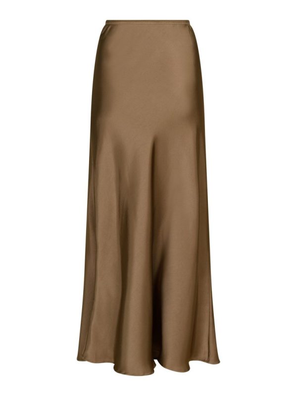 Vicky Heavy Sateen Skirt Dark Taupe - Bilde 2