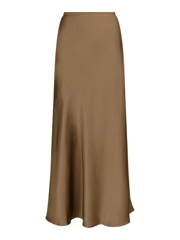 Vicky Heavy Sateen Skirt Dark Taupe