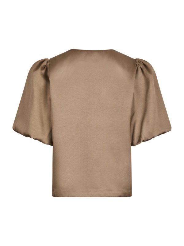 Aisa Dull Satin Blouse Dark Taupe - Bilde 2